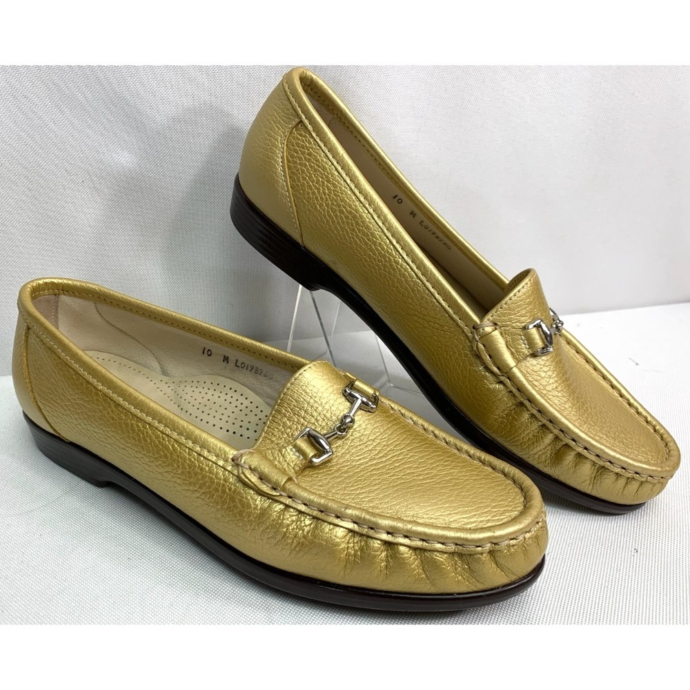 SAS Tripad Comfort Metro Slip On Loafer Gold Silver Buckle Womens Size 10 M Mint